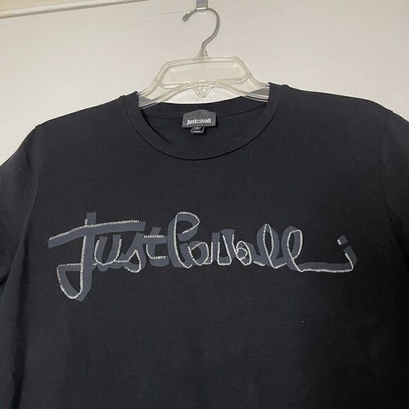 Just Cavalli Men graphic print black crew neck tshirt size Small - Picture 5 of 6